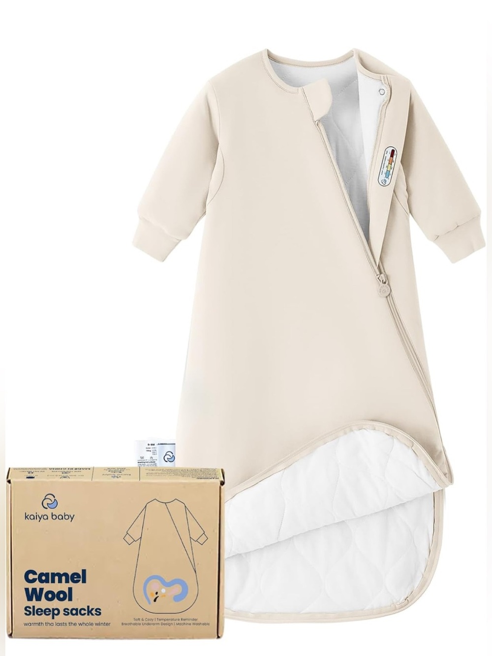 Kaiya Baby Cream Camel Wool Kids Sleep Sack 2.5 Tog